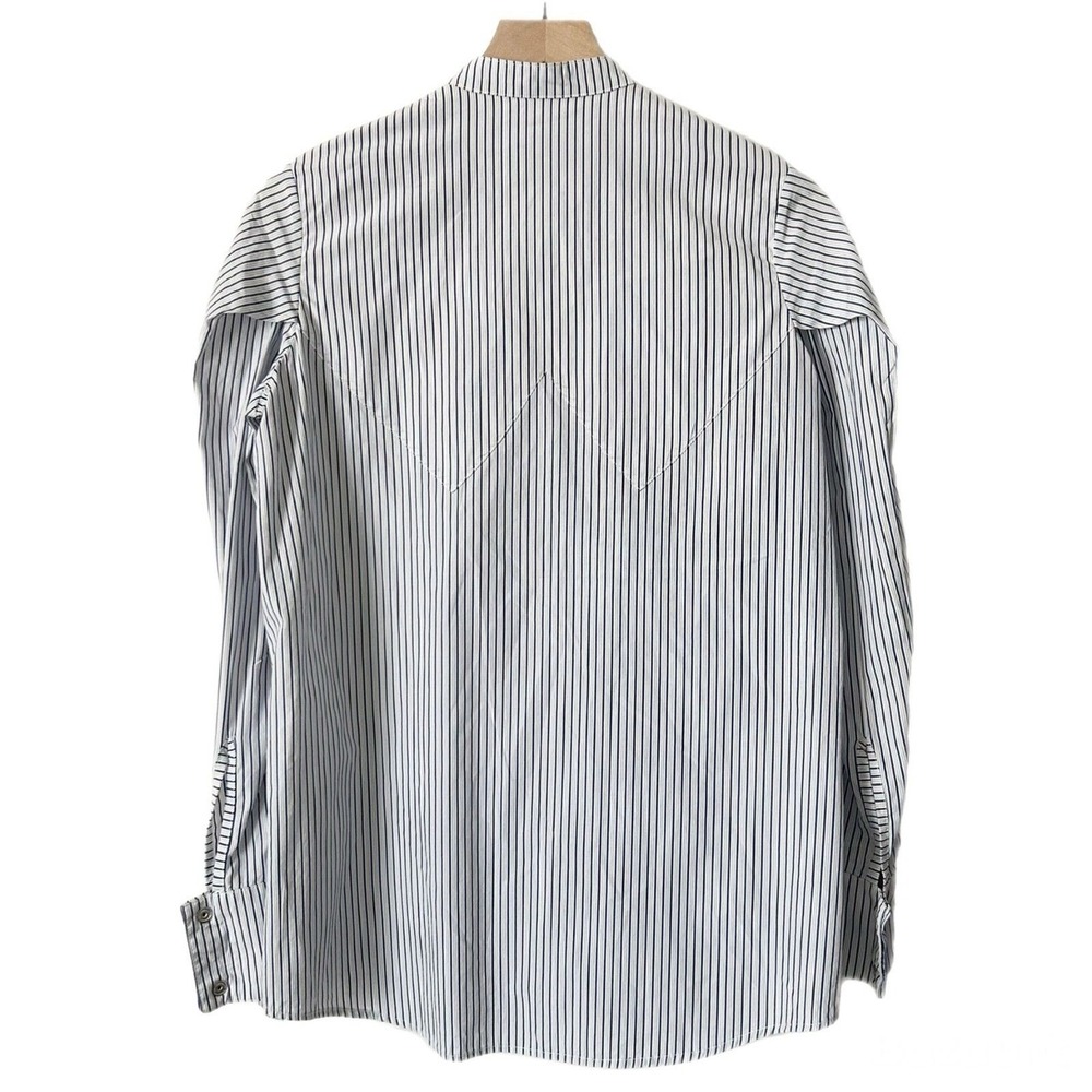 Victoria Tomas French Striped Cotton Button Down Shirt Blouse Size 4 US 36 FR - Picture 4 of 7